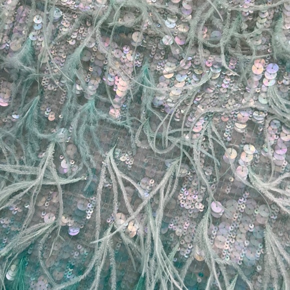 COPY - ANASTASIA SEQUIN FEATHER DRESS - turquoise powder XS - Picture 7 of 9